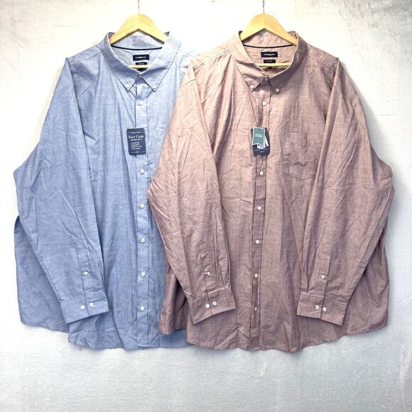 NWT Lot of 2 Croft & Barrow Easy Care Button Up Shirts Mens 4XB Blue Red Office - Picture 1 of 16